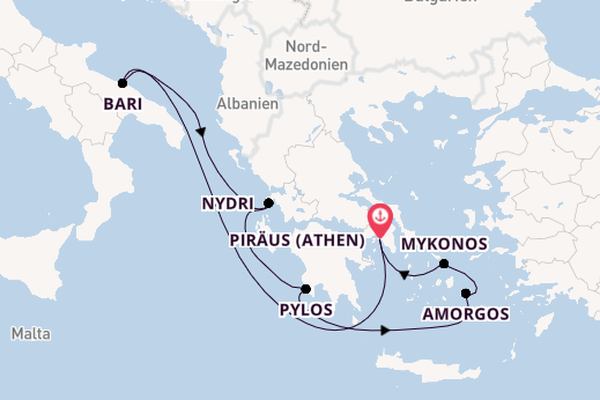 Östliches Mittelmeer ab Piräus (Athen), Griechenland auf der EXPLORA II