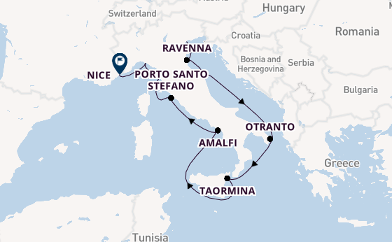 Westelijke Middellandse Zee vanaf Venetië, Italië met de Le Bougainville