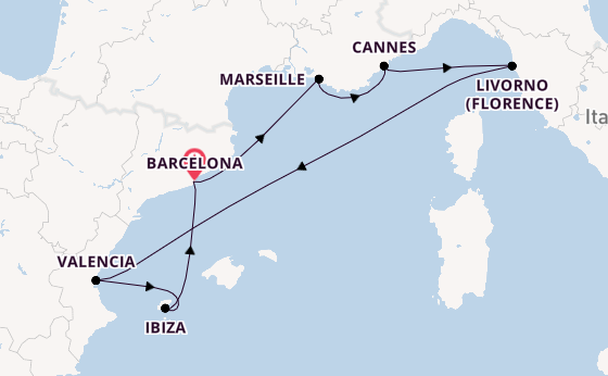 Western Mediterranean from Barcelona, Spain with the Resilient Lady