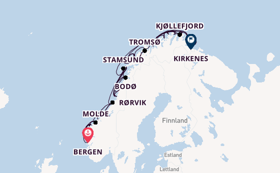 Norwegen ab Bergen, Norwegen auf der MS Polarlys