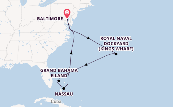 Amerikaanse Oostkust vanaf Baltimore, Verenigde Staten met de Vision of the Seas