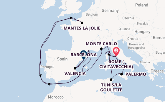 Western Mediterranean from Rome (Civitavecchia), Italy with the Seabourn Ovation 