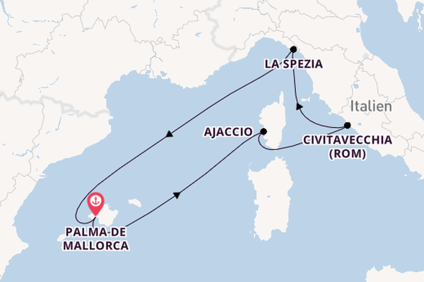 Westliches Mittelmeer ab Palma de Mallorca, Spanien auf der Mein Schiff Flow