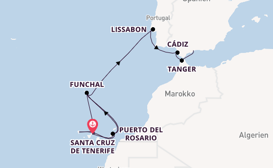 Kanarische Inseln ab Santa Cruz de Tenerife, Spanien auf der Azura