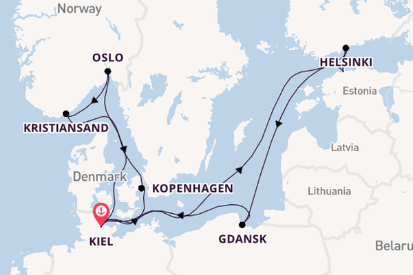 Noorwegen vanaf Kiel, Duitsland met de Mein Schiff Flow