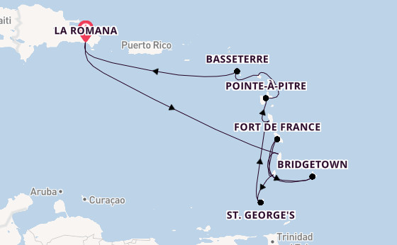 Zuidelijke Caraïben vanaf La Romana met de Mein Schiff 2 