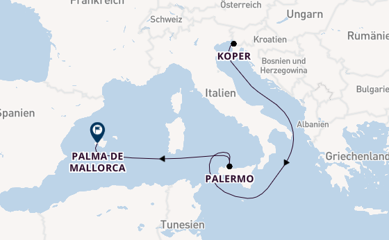 Taufreise der Mein Schiff Flow - 8 Nächte - ab Triest/bis Palma