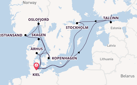 Noorwegen vanaf Kiel, Duitsland met AIDAprima