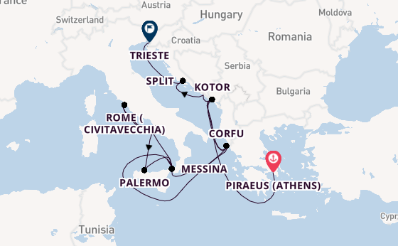 Mediterranean from Piraeus (Athens), Greece with the Oosterdam