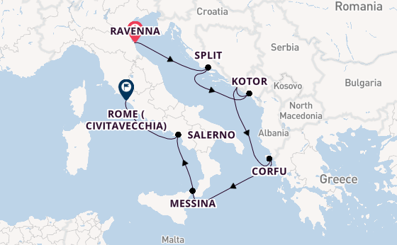 Mediterranean Sea from Ravenna, Italy with the Norwegian Gem