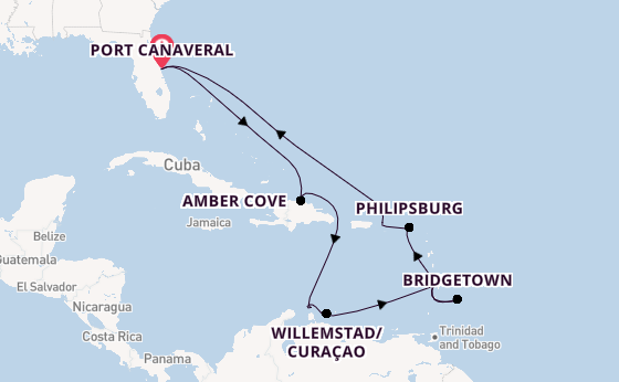Caribbean from Port Canaveral, Florida, USA with the Carnival Firenze
