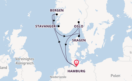 Norwegen ab Hamburg, Deutschland auf der MSC Preziosa