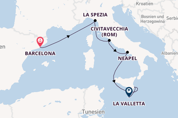 Westliches Mittelmeer ab Barcelona, Spanien auf der EXPLORA II