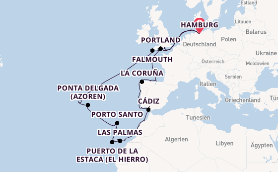 Kanarische Inseln ab Hamburg auf der MS Hamburg