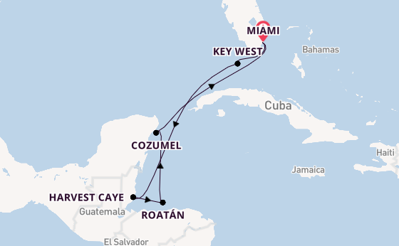 Western Caribbean from Miami, Florida with the Seven Seas Prestige