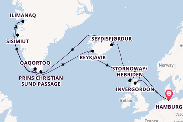 Arctica vanaf Hamburg, Duitsland met AIDAluna