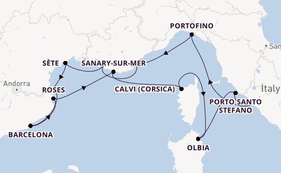 Westelijke Middellandse Zee vanaf Civitavecchia (Rome), Italië met de Seabourn Ovation