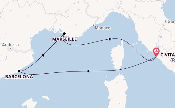 Westliches Mittelmeer ab Civitavecchia (Rom), Italien auf der MSC Divina