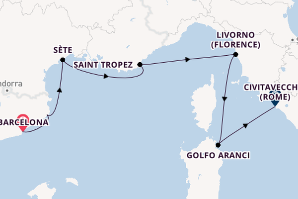 Westelijke Middellandse Zee vanaf Barcelona, Spanje met de Seven Seas Voyager