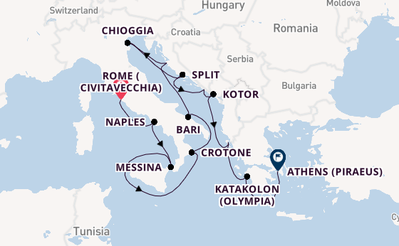 Mediterranean Sea from Rome (Civitavecchia), Italy with the Viking Sky