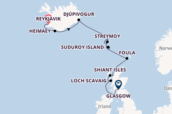 Schottland ab Reykjavik, Island auf der L'Austral