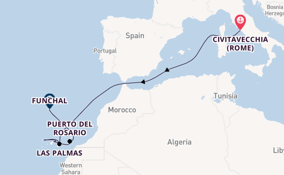 Canarische Eilanden vanaf Civitavecchia (Rome), Italië met de MSC Fantasia