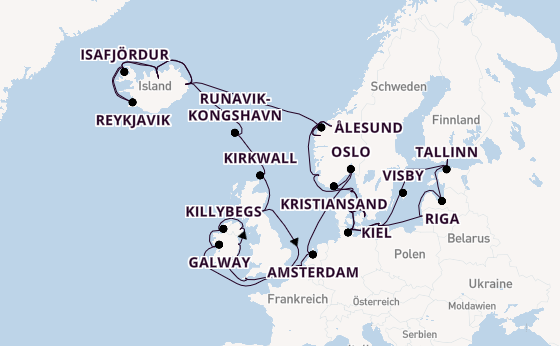 Britische Inseln ab Helsinki, Finnland auf der Caribbean Princess