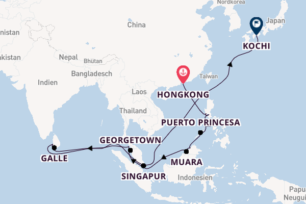 Südostasien ab Hongkong, China auf der Amadea