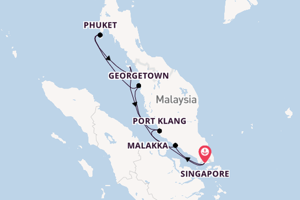 Zuidoost-Azië vanaf Singapore, Singapore met de Regatta