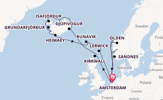 Arctic from Amsterdam, Netherlands with the Zuiderdam