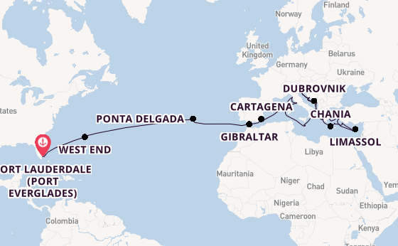 Transatlantic from Fort Lauderdale (Port Everglades), Florida, USA with the Enchanted Princess