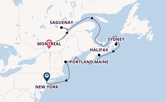 Amerikaanse Oostkust vanaf Montreal, Canada met de Seven Seas Grandeur
