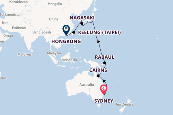 Oost-Azië vanaf Sydney, Australië met de Costa Deliziosa