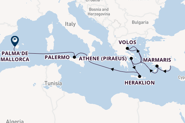 Middellandse Zee vanaf Antalya, Turkije met AIDAstella