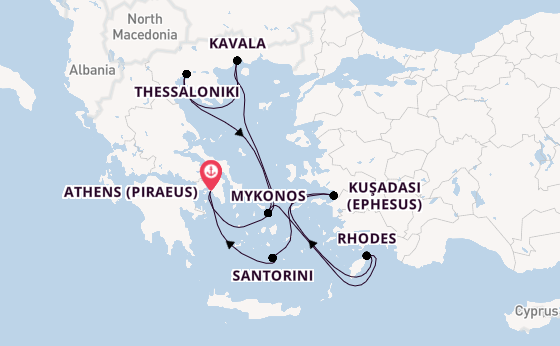 Eastern Mediterranean from Athens (Piraeus), Greece with the Celebrity Infinity
