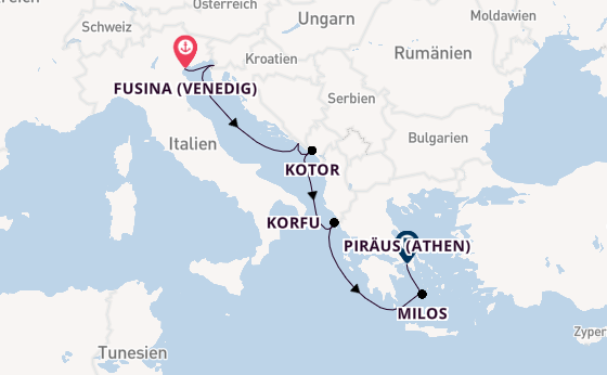 Östliches Mittelmeer ab Fusina (Venedig) auf der EXPLORA II