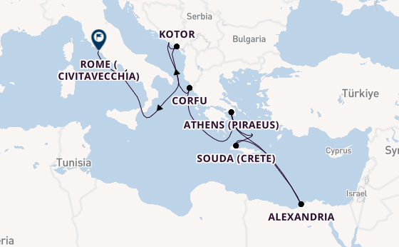 Mediterranean Sea from Athens (Piraeus), Greece with the Nieuw Statendam