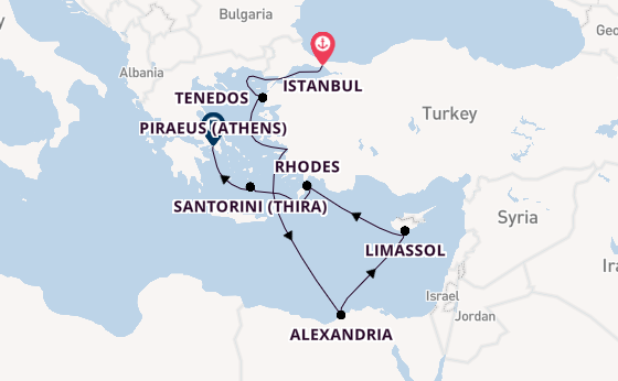 Eastern Mediterranean from Istanbul, Turkey with the Seven Seas Splendor