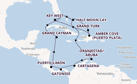 Karibik ab Fort Lauderdale (Port Everglades), USA auf der Nieuw Amsterdam