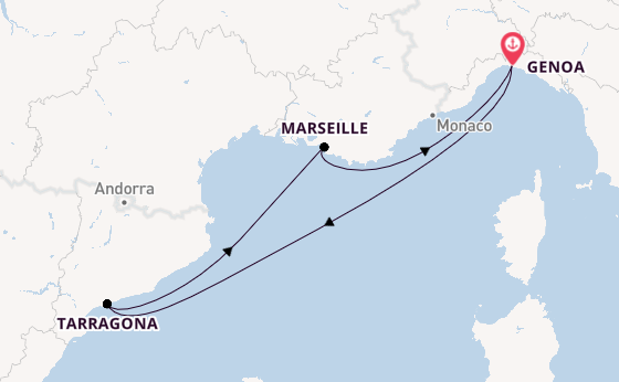 Western Mediterranean from Genoa, Italy with the MSC Euribia