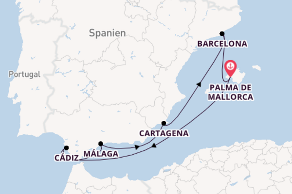 Fantastische Kreuzfahrt über Málaga nach Palma de Mallorca