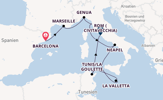 Westliches Mittelmeer ab Barcelona, Spanien auf der Carnival Sunshine
