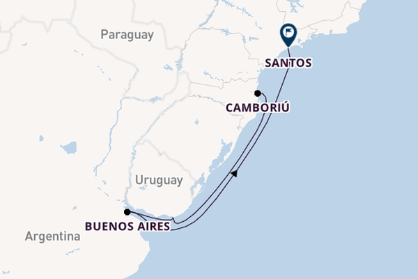 Zuid-Amerika vanaf Camboriú, Brazilië met de MSC Seaview