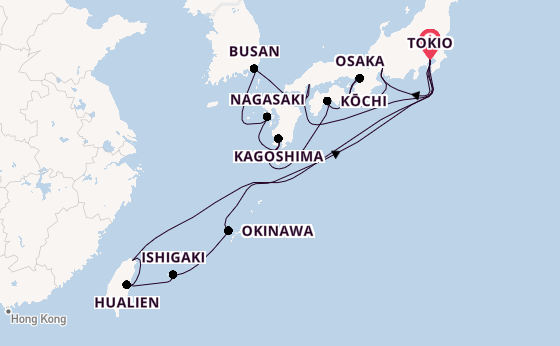 Japan vanaf Tokio, Japan met de Diamond Princess
