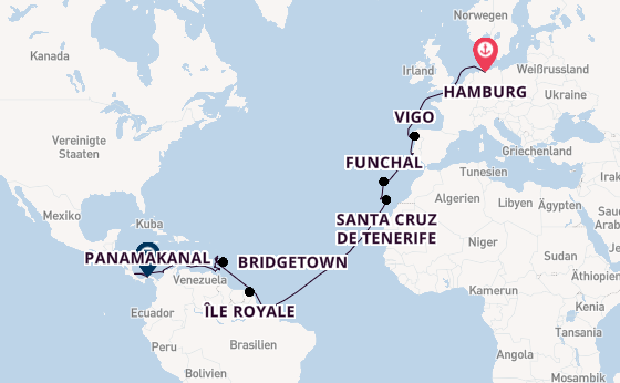 Transatlantik ab Hamburg auf der VASCO DA GAMA