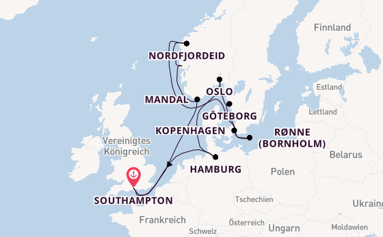 Norwegen ab Southampton, Großbritannien auf der EXPLORA IV