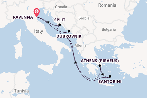 Mediterranean Sea from Ravenna, Italy with the Brilliance of the Seas