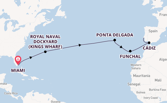 trans-Atlantisch vanaf Miami, Verenigde Staten met de Seven Seas Prestige