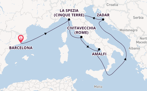 Westelijke Middellandse Zee vanaf Barcelona, Spanje met de Brilliance of the Seas