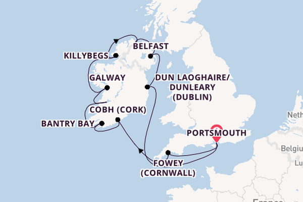 British Isles from Portsmouth, England, United Kingdom with the Azamara Quest